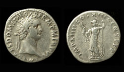 Domitian, Denarius, Minerva holding Spear & Thunderbolt reverse